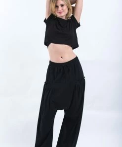 HaremPants.com Women's Cotton Women Harem Pants In Solid Black