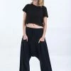 HaremPants.com Low Cut Cotton Women Harem Pants In Solid Navy