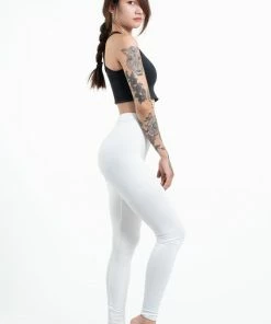 HaremPants.com Solid Color Tie Dye Cotton Leggings In White
