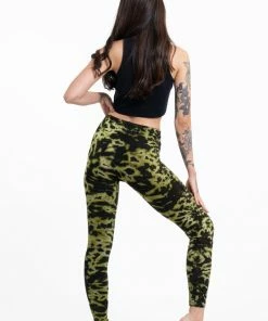 HaremPants.com Marble Tie Dye Cotton Leggings In Olive Women's