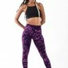 HaremPants.com Women's Marble Tie Dye Cotton Leggings In Dark Magenta