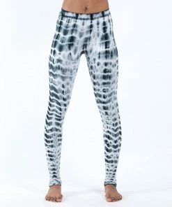 HaremPants.com Melting Stripes Tie Dye Cotton Leggings In Gray Women's