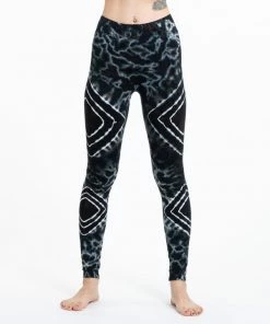 HaremPants.com Diamond Tie Dye Cotton Leggings In Black