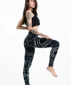 HaremPants.com Diamond Tie Dye Cotton Leggings In Black