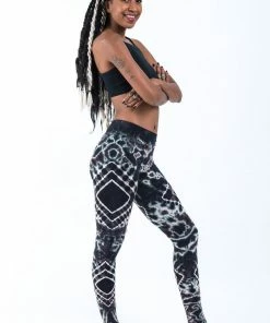HaremPants.com Diamond Tie Dye Cotton Leggings In Brown