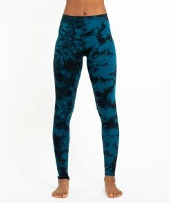 HaremPants.com Shatter Tie Dye Cotton Leggings In Marine Blue