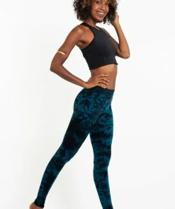 HaremPants.com Shatter Tie Dye Cotton Leggings In Marine Blue