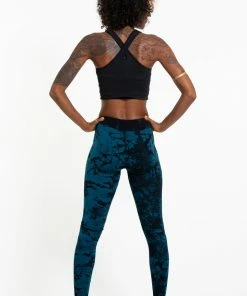 HaremPants.com Shatter Tie Dye Cotton Leggings In Marine Blue