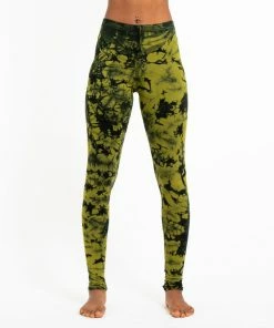 HaremPants.com Shatter Tie Dye Cotton Leggings In Olive Women's