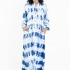 HaremPants.com Women's Tie Dye Long Sleeve Maxi Dress In Blue
