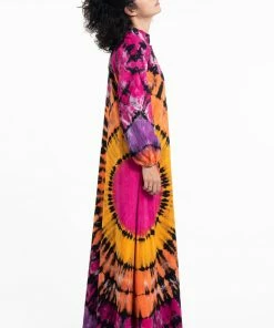 HaremPants.com Women's Tie Dye Long Sleeve Maxi Dress In Festival Black