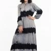 HaremPants.com Tie Dye Long Sleeve Maxi Dress In Gray