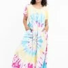HaremPants.com Tie Dye Loose Midi Dress In Lollipop Women's