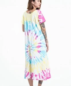 HaremPants.com Tie Dye Loose Midi Dress In Lollipop Women's