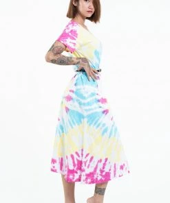 HaremPants.com Tie Dye Loose Midi Dress In Lollipop Women's