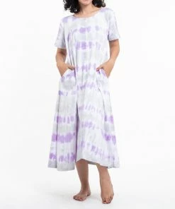 HaremPants.com Tie Dye Loose Midi Dress In Purple Women's