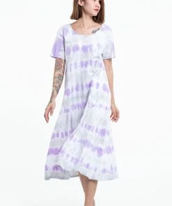 HaremPants.com Tie Dye Loose Midi Dress In Purple Women's