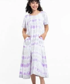 HaremPants.com Tie Dye Loose Midi Dress In Purple Women's