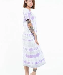 HaremPants.com Tie Dye Loose Midi Dress In Purple Women's