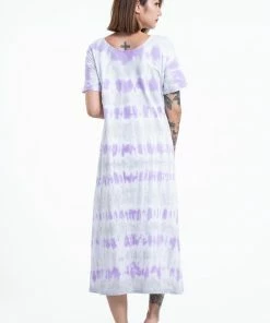 HaremPants.com Tie Dye Loose Midi Dress In Purple Women's