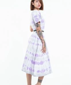 HaremPants.com Tie Dye Loose Midi Dress In Purple Women's