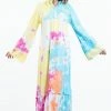 HaremPants.com Women's Tie Dye Hoodie Long Sleeve Maxi Dress In Cotton Candy
