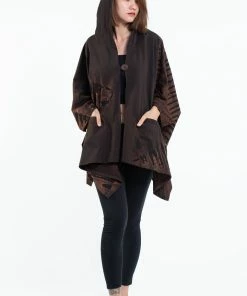HaremPants.com Tie Dye Cotton Hooded Poncho Jacket In Black 04