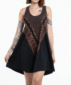 HaremPants.com Tie Dye Cotton Tank Dress In Black 06 Women's