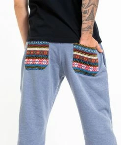 HaremPants.com Women's Terry Pants With Aztec Pockets In Light Blue