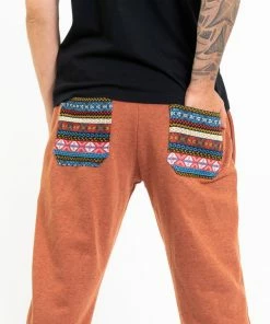 HaremPants.com Women's Terry Pants With Aztec Pockets In Orange