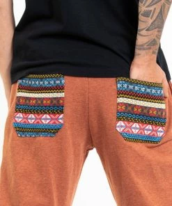 HaremPants.com Men's Terry Shorts With Aztec Pockets In Orange
