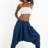 HaremPants.com Women's Crinkled Hill Tribe Cotton Harem Pants In Blue