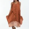 HaremPants.com Crinkled Hill Tribe Cotton Tank Dress In Brick Women's