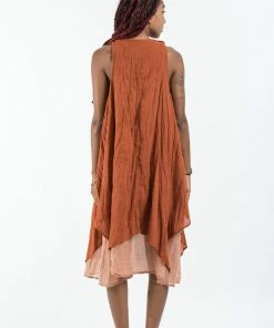 HaremPants.com Crinkled Hill Tribe Cotton Tank Dress In Brick Women's