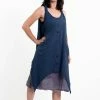 HaremPants.com Crinkled Hill Tribe Cotton Tank Dress In Navy