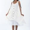 HaremPants.com Women's Crinkled Hill Tribe Cotton Tank Dress In Off White