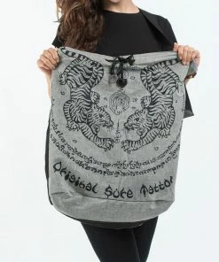 HaremPants.com Summer Super Sale 2022 Thai Tattoo Denim Drawstring Tote Bag