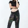 HaremPants.com Rainbow Prints Woman's Slim Cut Fisherman Pants In Black Women's
