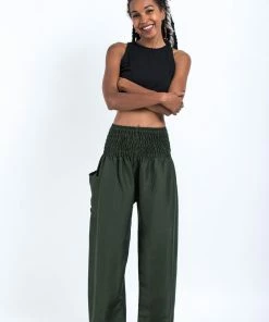 HaremPants.com Solid Color Women's Harem Pants In Dark Green
