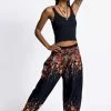 HaremPants.com Floral Women's Harem Pants In Black