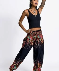 HaremPants.com Floral Women's Harem Pants In Black