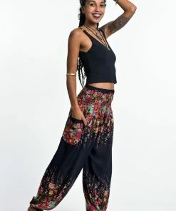 HaremPants.com Floral Women's Harem Pants In Black