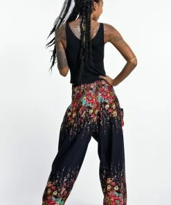 HaremPants.com Floral Women's Harem Pants In Black