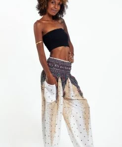 HaremPants.com Peacock Feathers Women's Harem Pants In White