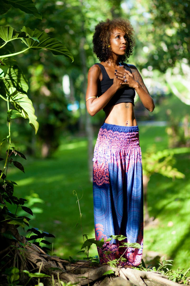 HaremPants.com Geometric Mandalas Women's Harem Pants In Blue 5 HaremPants.com Geometric Mandalas Women's Harem Pants In Blue