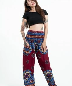 HaremPants.com Lotus Mandalas Women's Harem Pants In Red