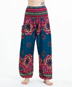 HaremPants.com Lotus Mandalas Women's Harem Pants In Turquoise