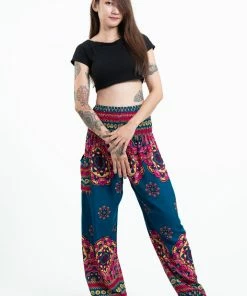 HaremPants.com Lotus Mandalas Women's Harem Pants In Turquoise
