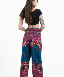 HaremPants.com Lotus Mandalas Women's Harem Pants In Turquoise