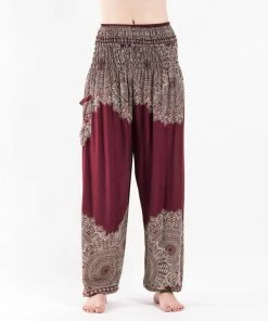 HaremPants.com Floral Mandalas Women's Harem Pants In Maroon